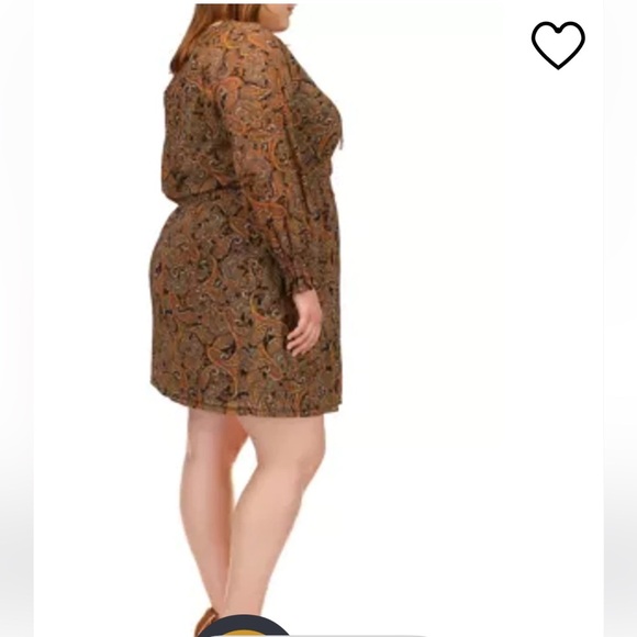 Michael Michael Kors Mesh Paisley Peasant V-Neck Long Sleeve Mini Dress sz 3X - Picture 4 of 10